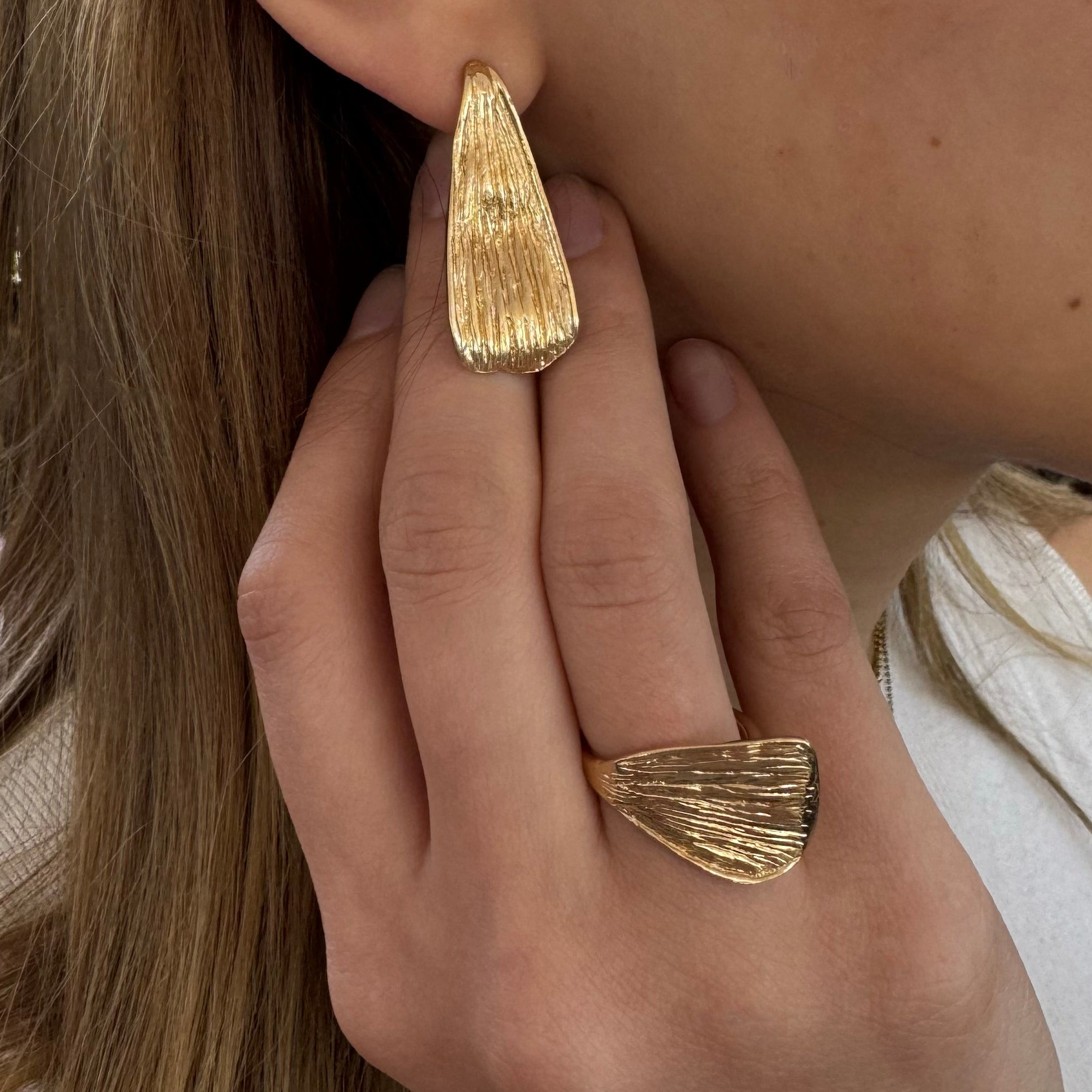 Anillo Dorado Petalo Flor Cempasuchil Ajustable Plata Oro