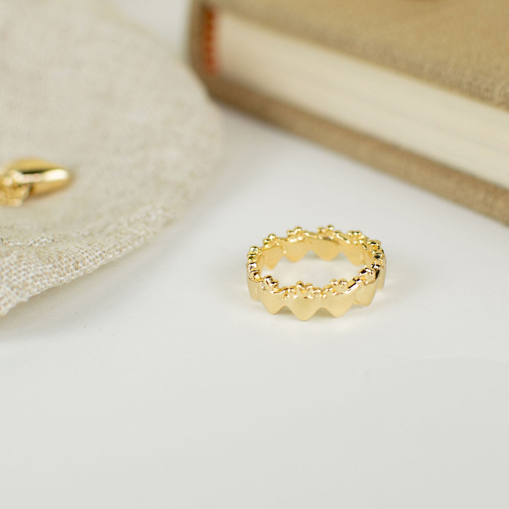 Anillo Corazones Plata Dorado Frida Kahlo