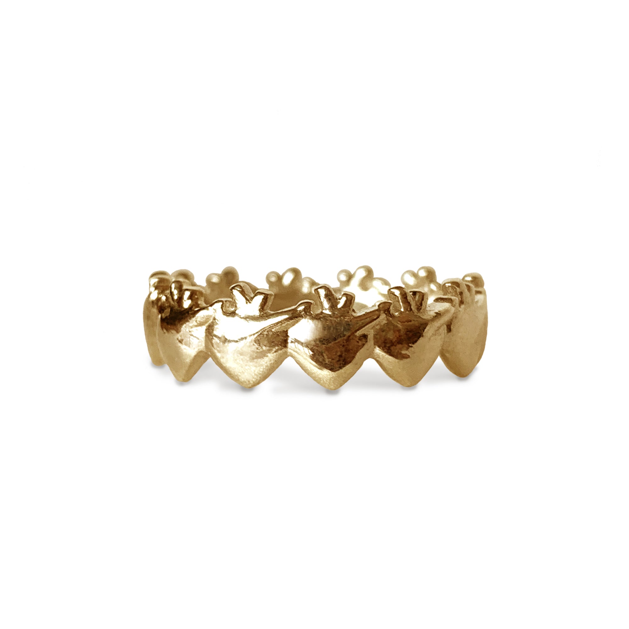 Anillo Corazones Dorado Plata Chapa de Oro Mexico Artesanal