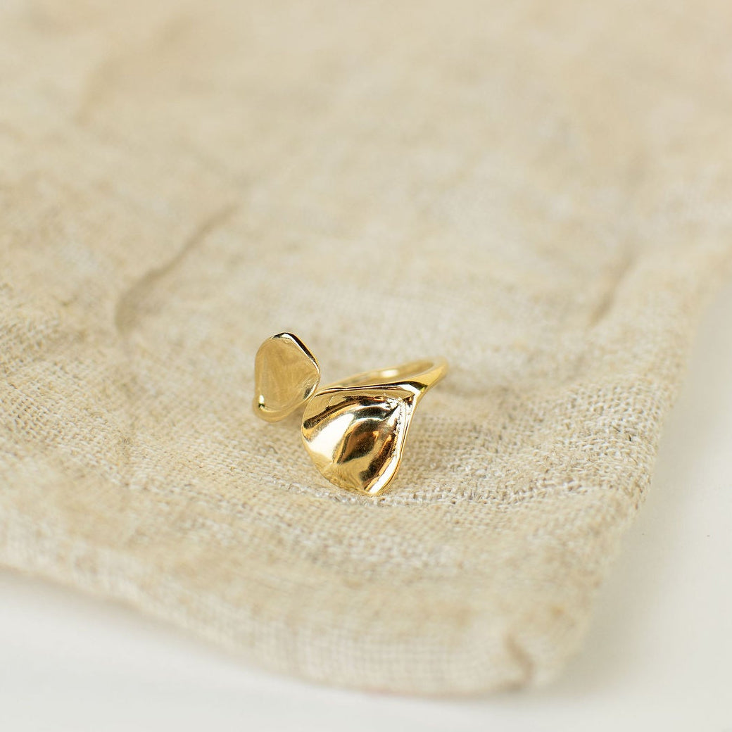 Anillo Petalo de Rosa Plata Chapa de Oro