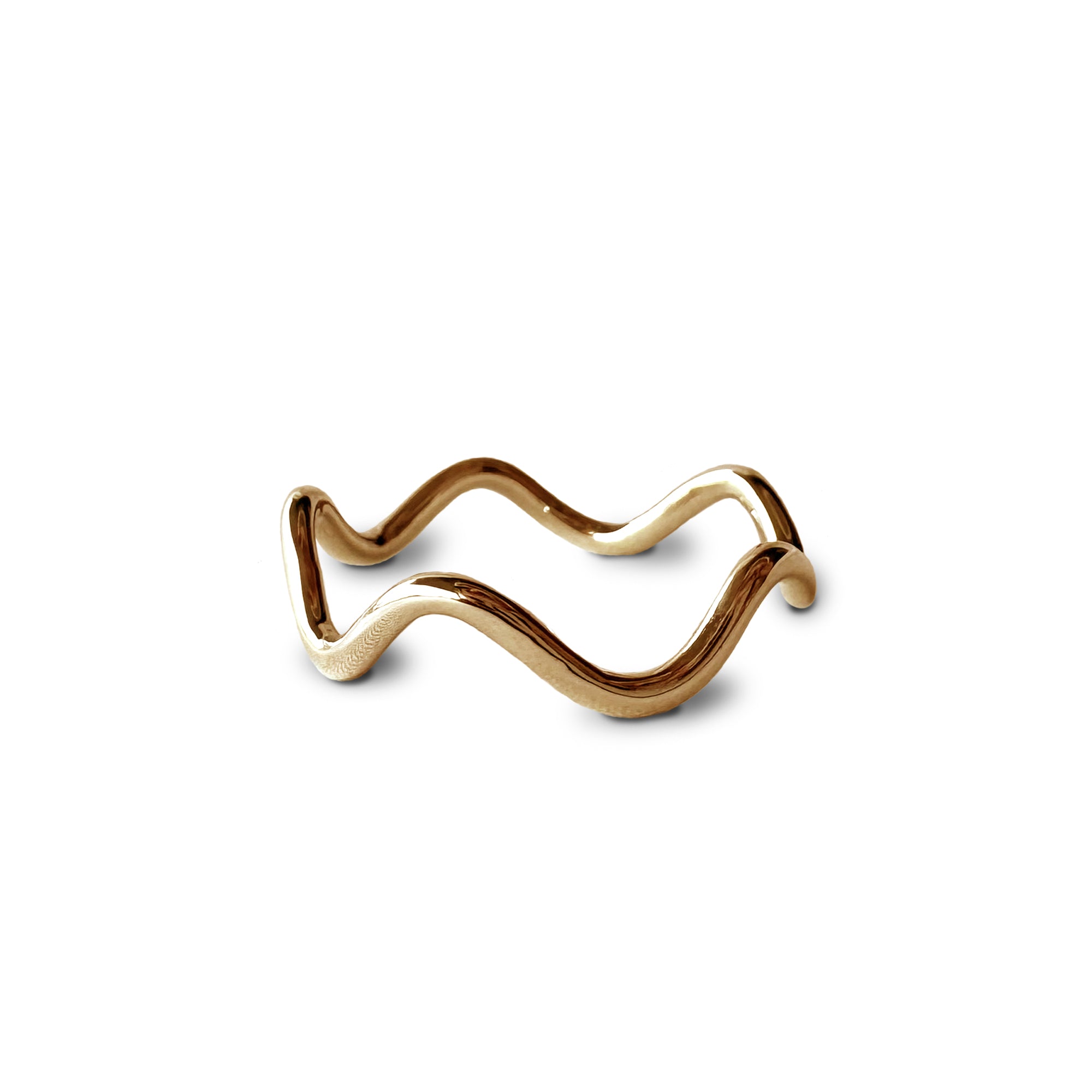 Anillo Sierra Baño de Oro Ondas Plata Fina