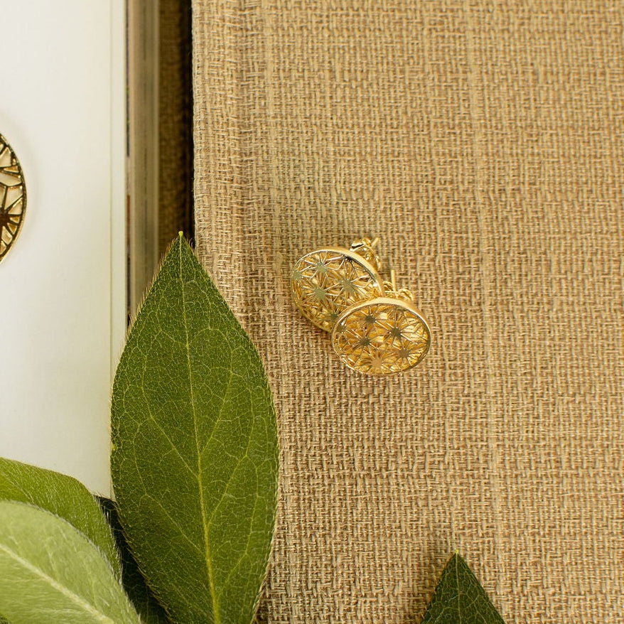 Aretes Redondo Dorado Estrellas