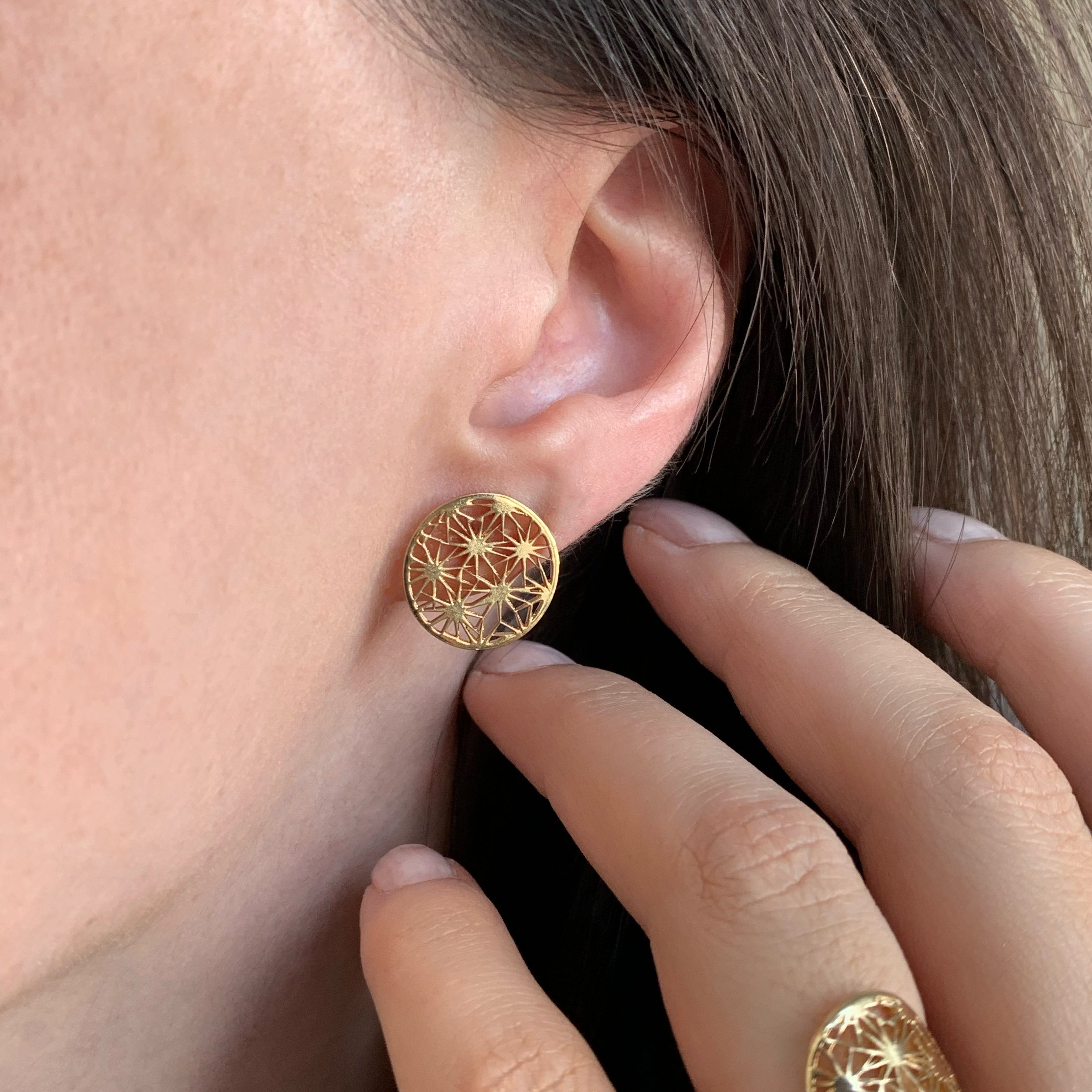 Aretes Elegantes Circulares Dorado Plata