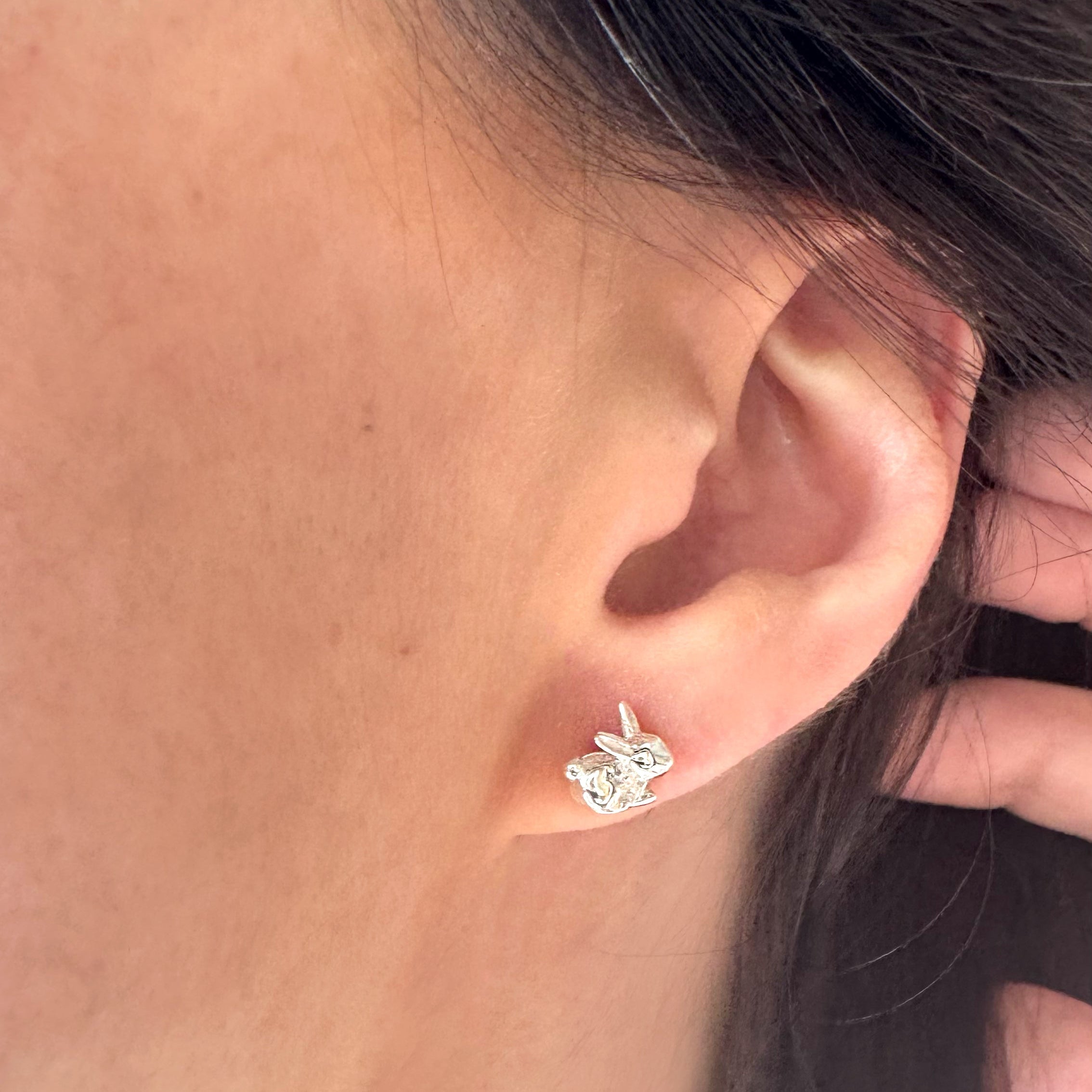Aretes Conejo en la Luna Leyenda Azteca Nahua Joyeria Mexicana