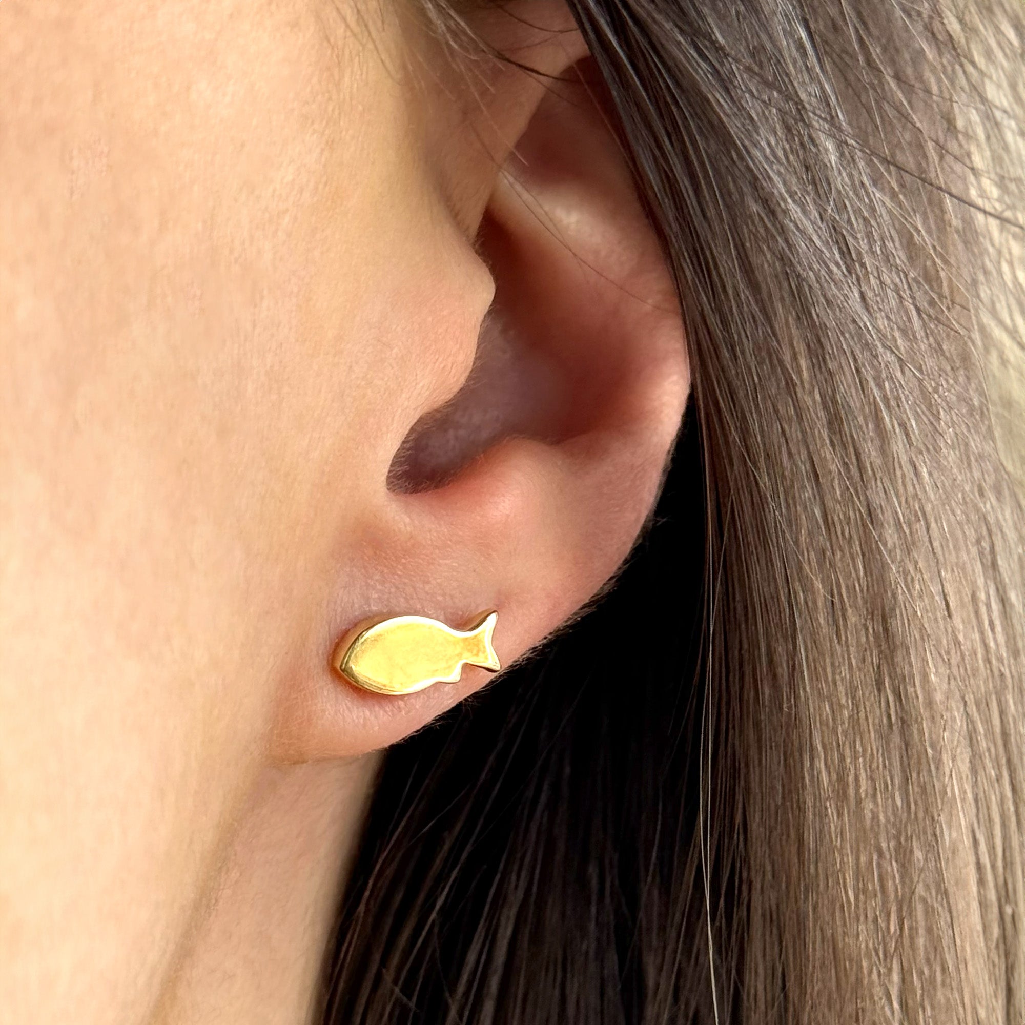 Aretes Pez dorado plata joyeria