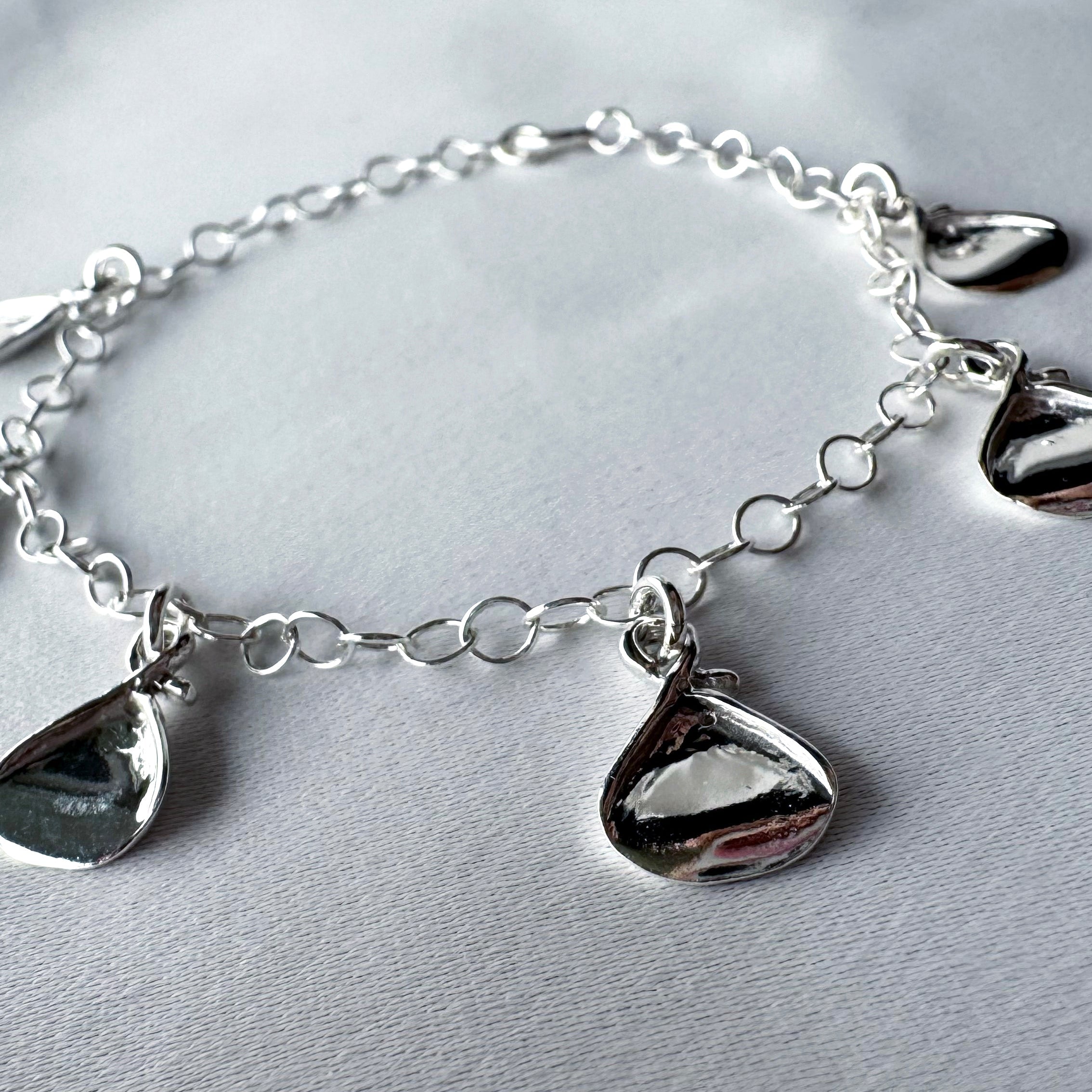 Pulsera Rosa Beige Mini Plata