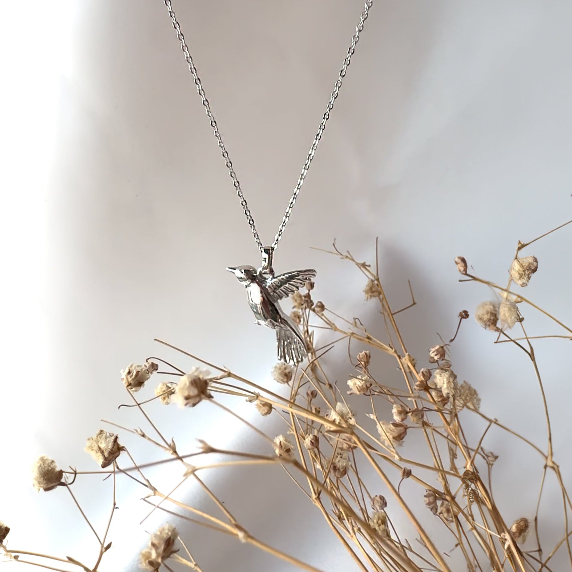 Colibri Dije Plata Collar Cadena Pajaro