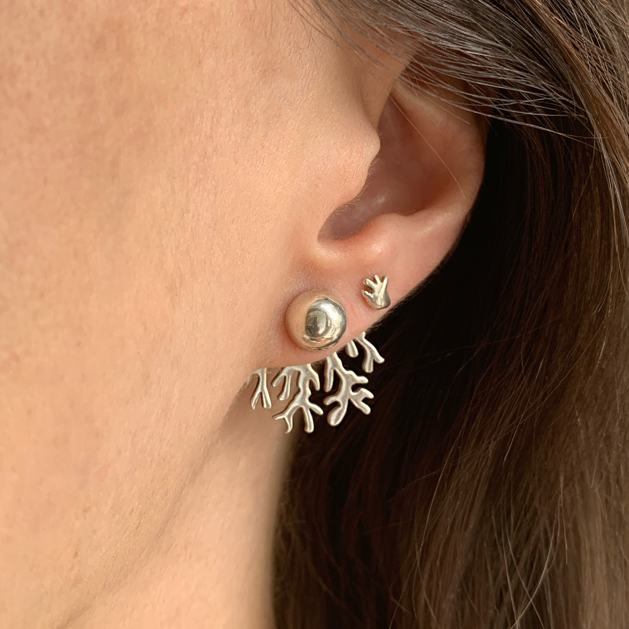 Aretes Coral Plata
