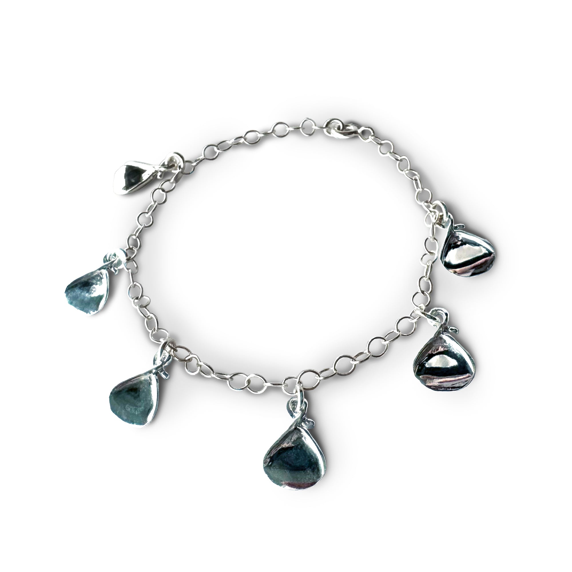 Pulsera Plata Charms Petalos Rosa