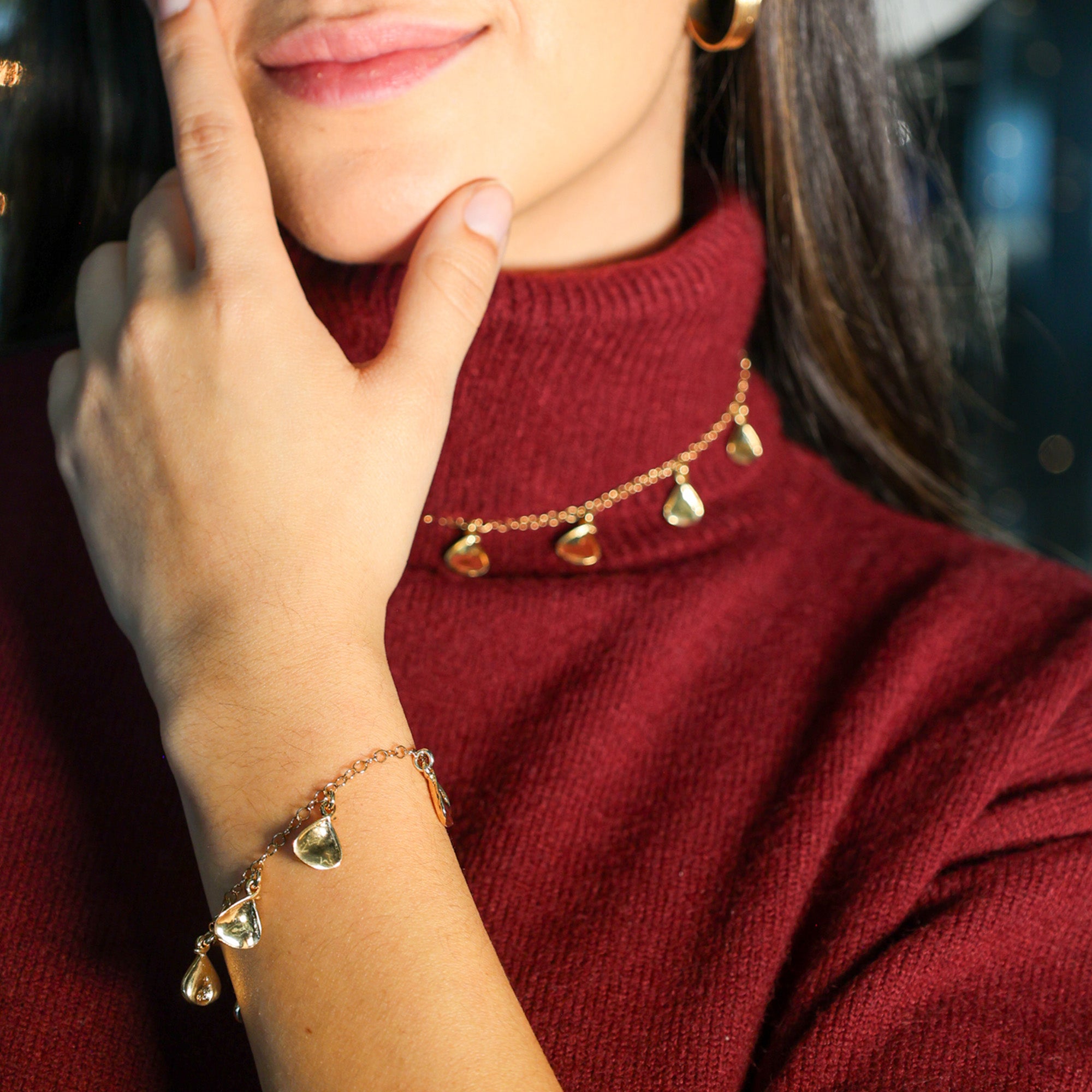 Pulsera Plata Dorada Petalos Rosa Mini Joyeria Mexicana Regalo