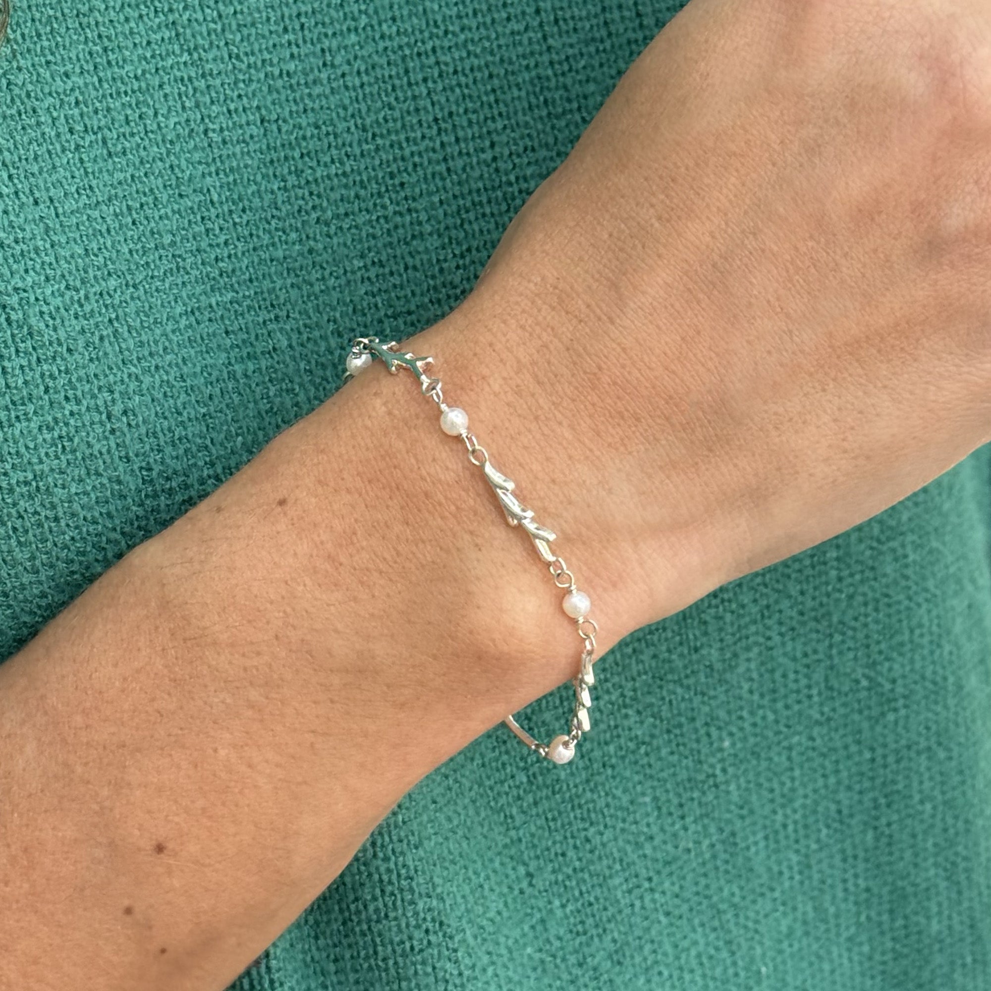 Silver Pino Michoacano Pearl Bracelet