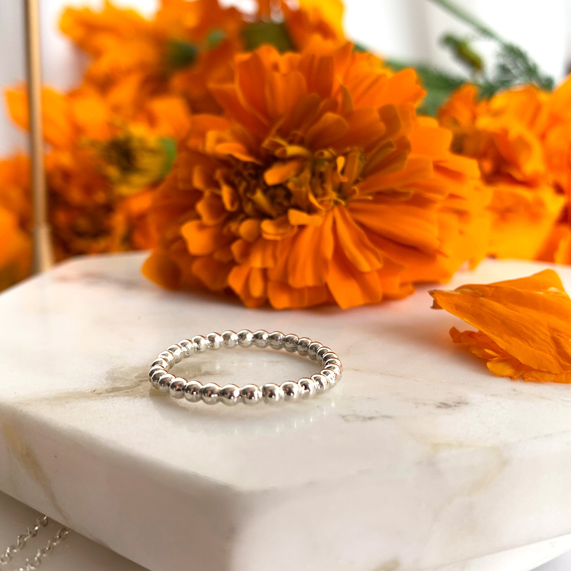 Anillo Bolitas Barro Plata Mexicana Joyero Dia de Muertis