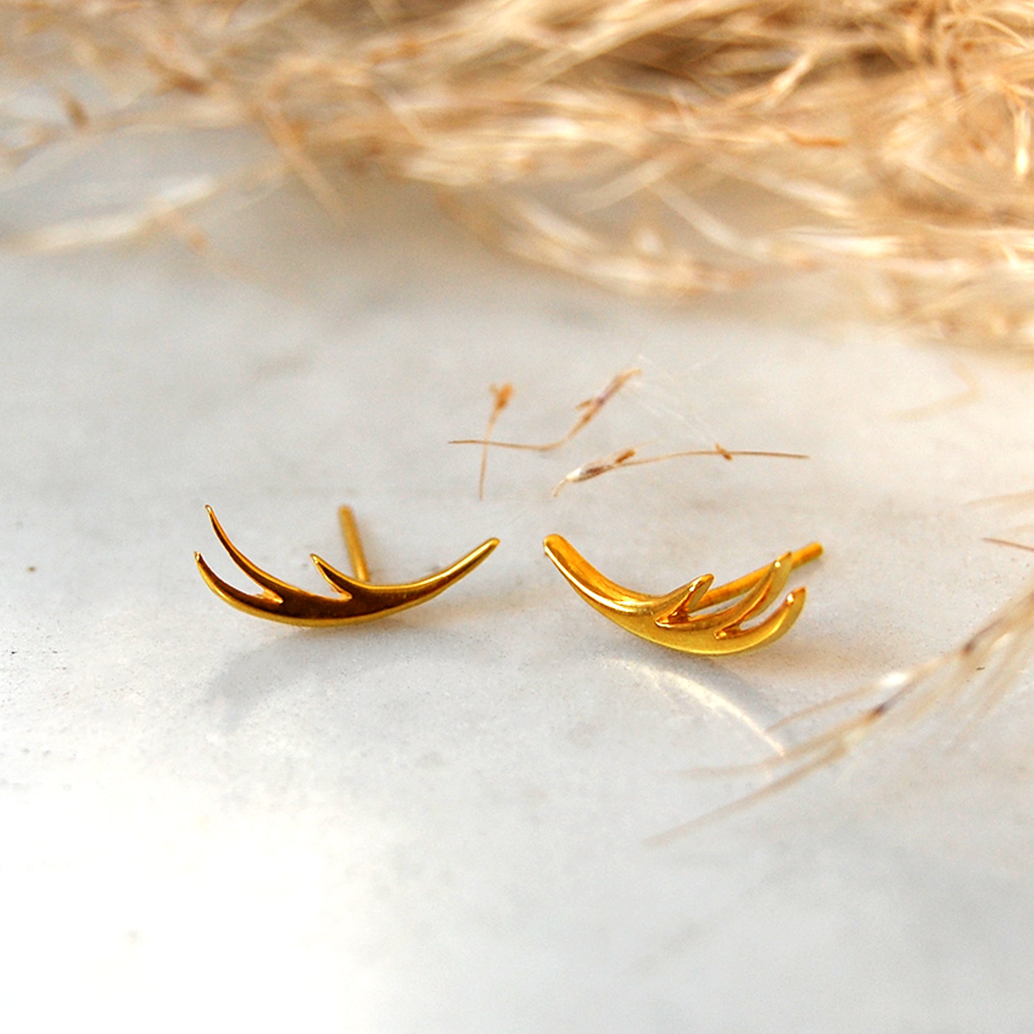Aretes de plata de Taxco con baño de oro de 14 quilates
