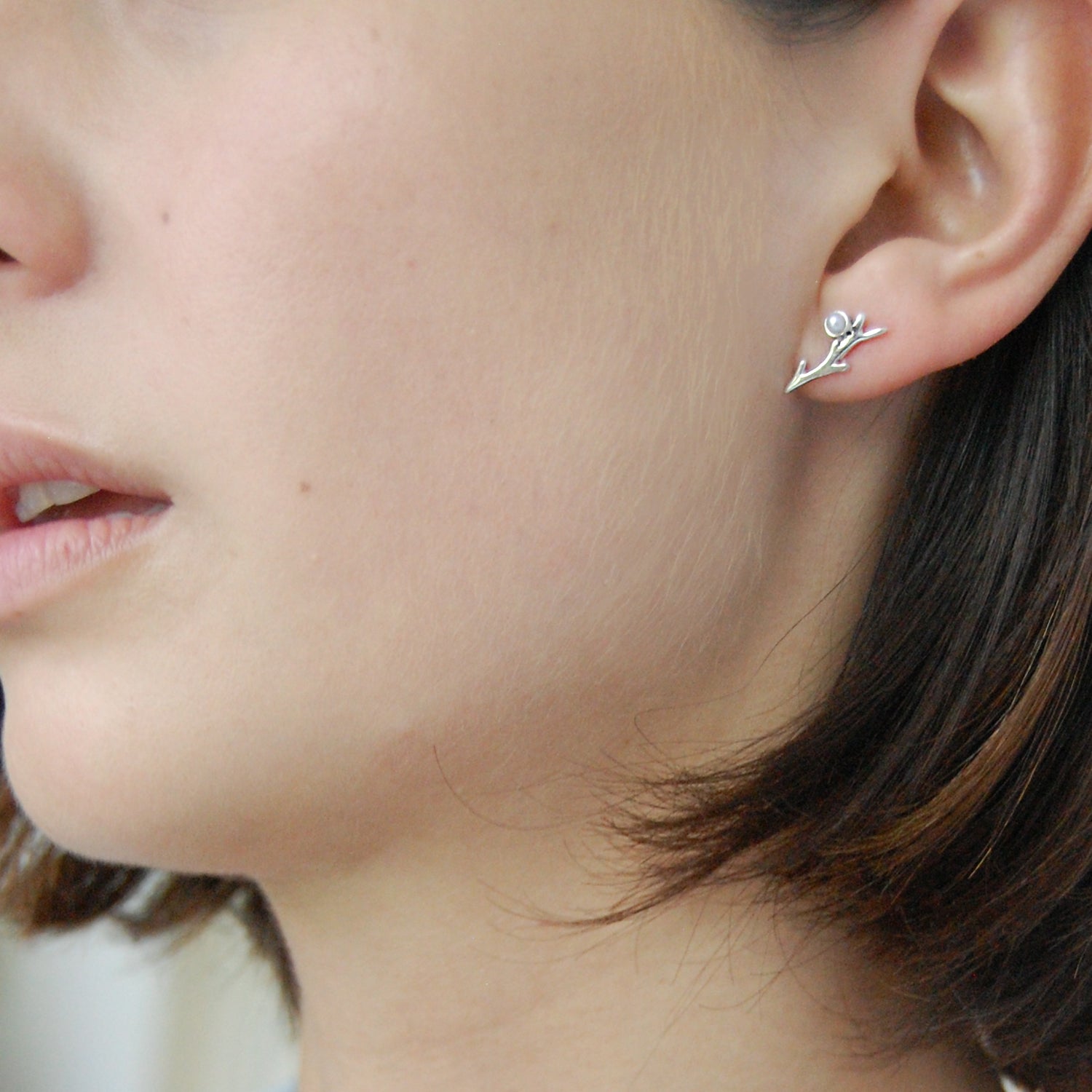Joyería Mexicana Moderna Mini Aretes Perla Plata