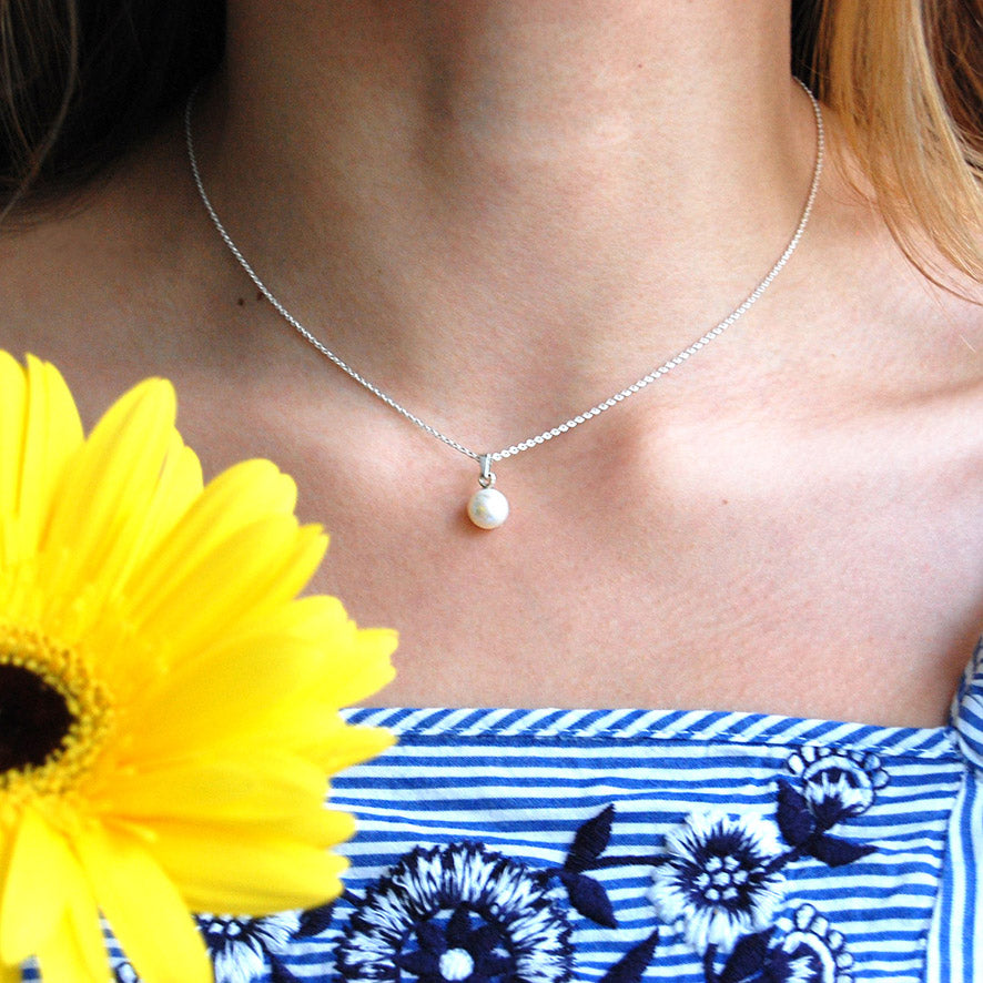 Collar de perla montada en un collar de plata mexicana