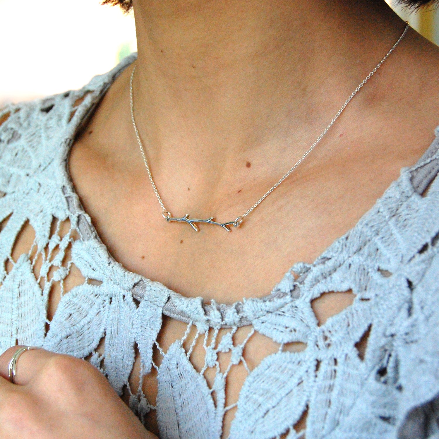Collar Rama de Plata Joyeria Mexicana Moderna Plata de Ley Diseño Mexicano