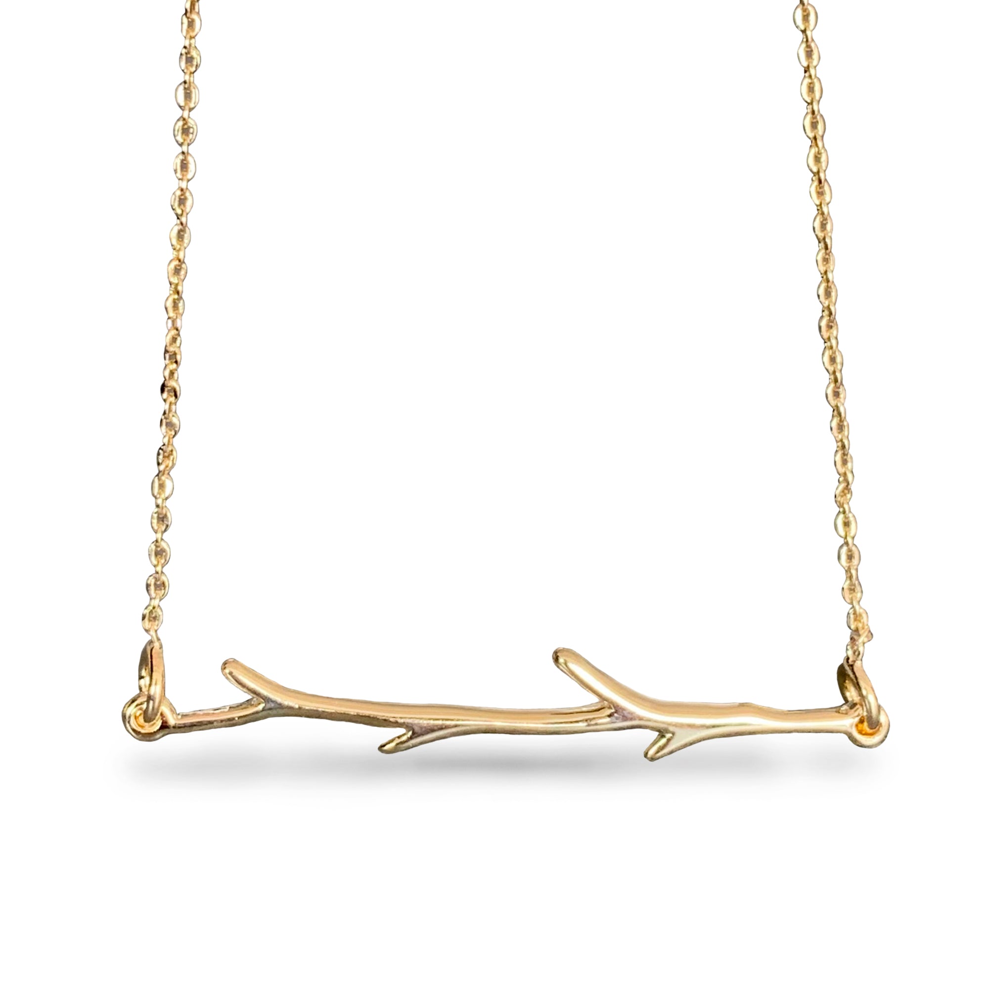 Collar Rama de Pino Joyeria Mexicana Hecho a Mano Baño en Oro