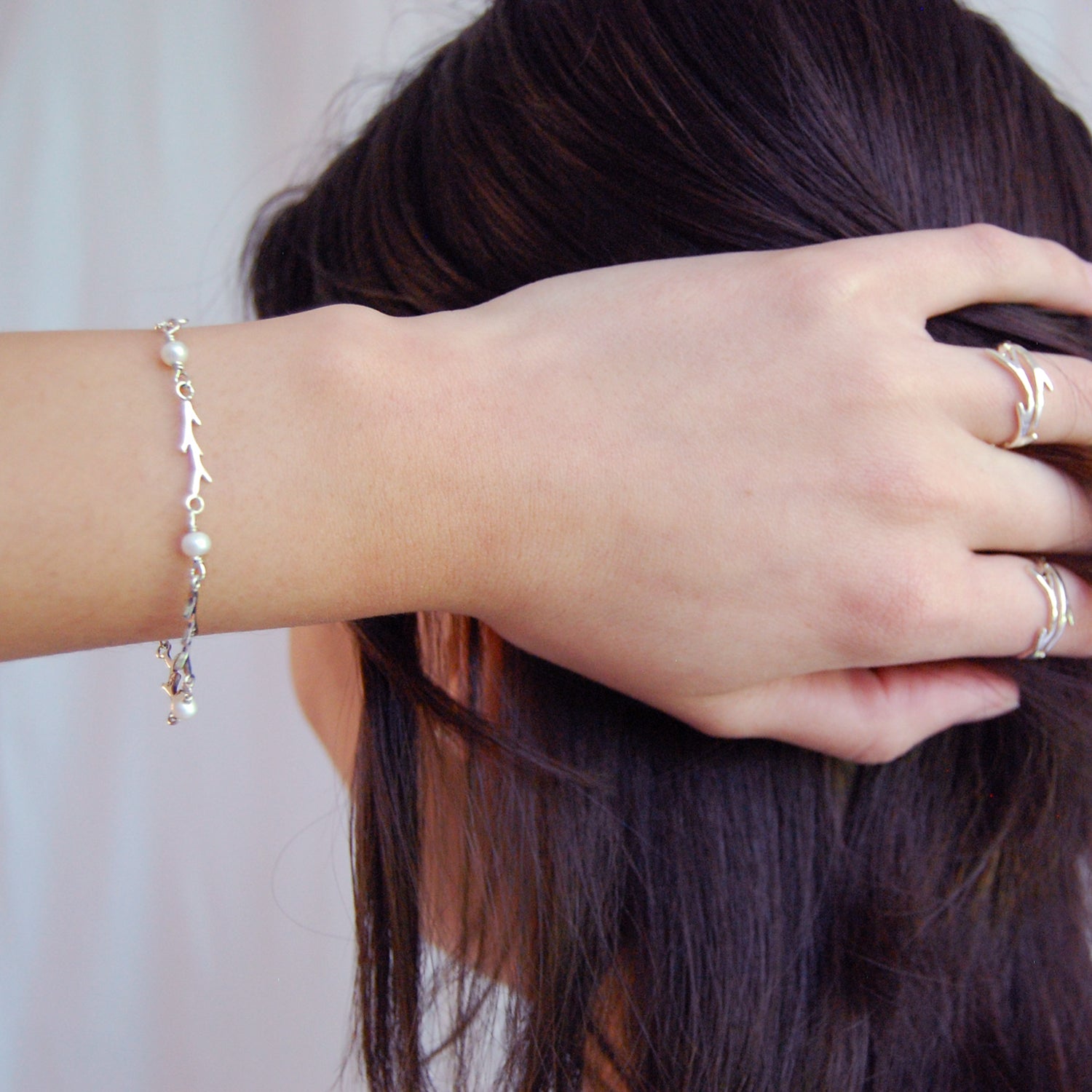 Silver Pino Michoacano Pearl Bracelet