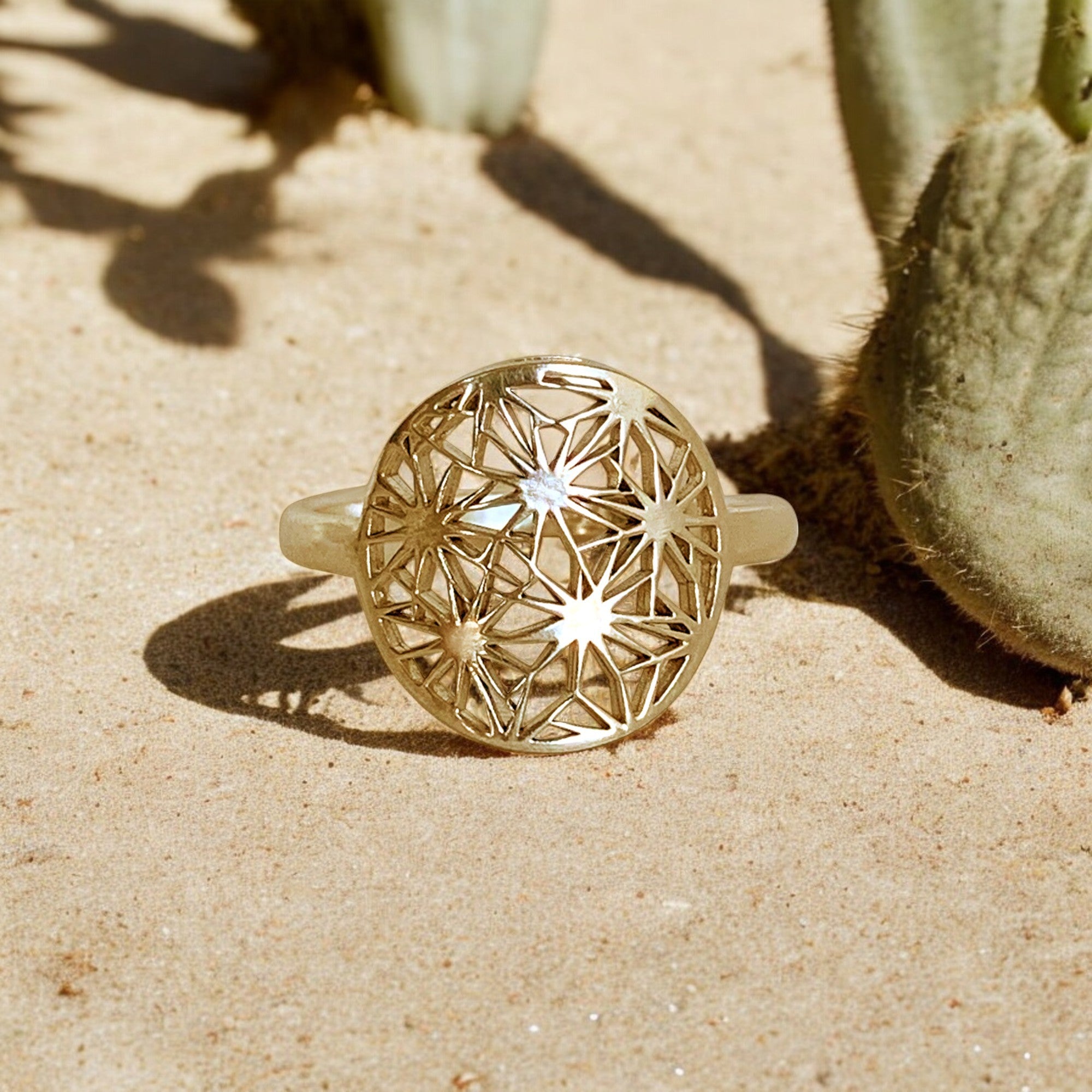 Anillo Cactus Acuña Dorado