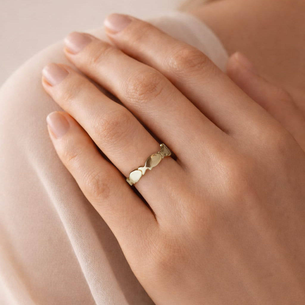 Anillo Dorado Pecesitos Plata Oro 24 quilates