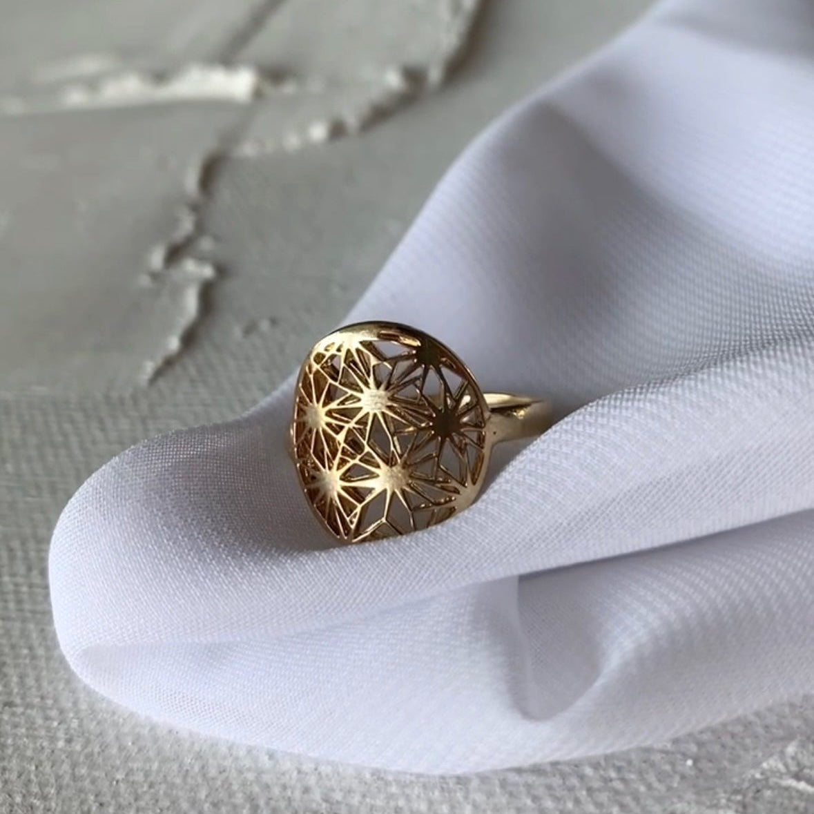Anillo Dorado Signet Cactus Acuña Desierto Sonora Plata