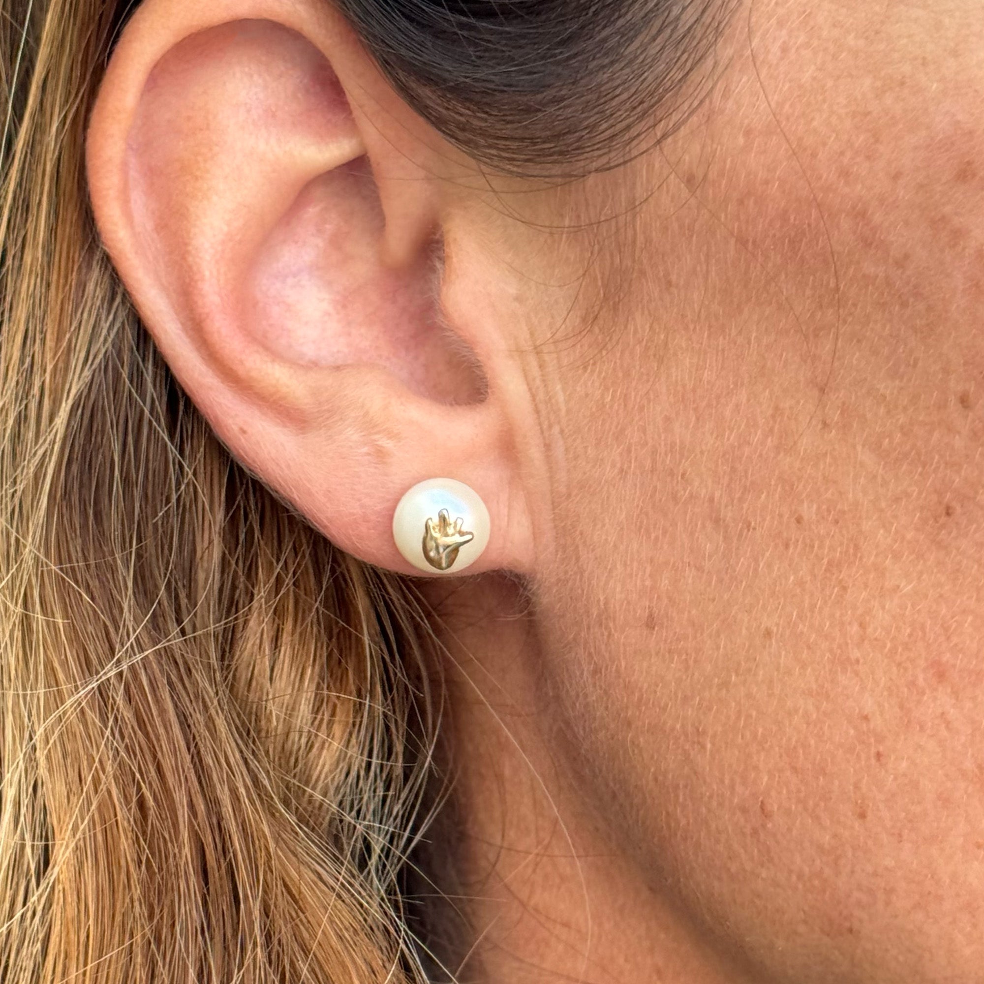 Aretes Corazon Frida Kahlo Perla Natural Dorado Plata Mexicana