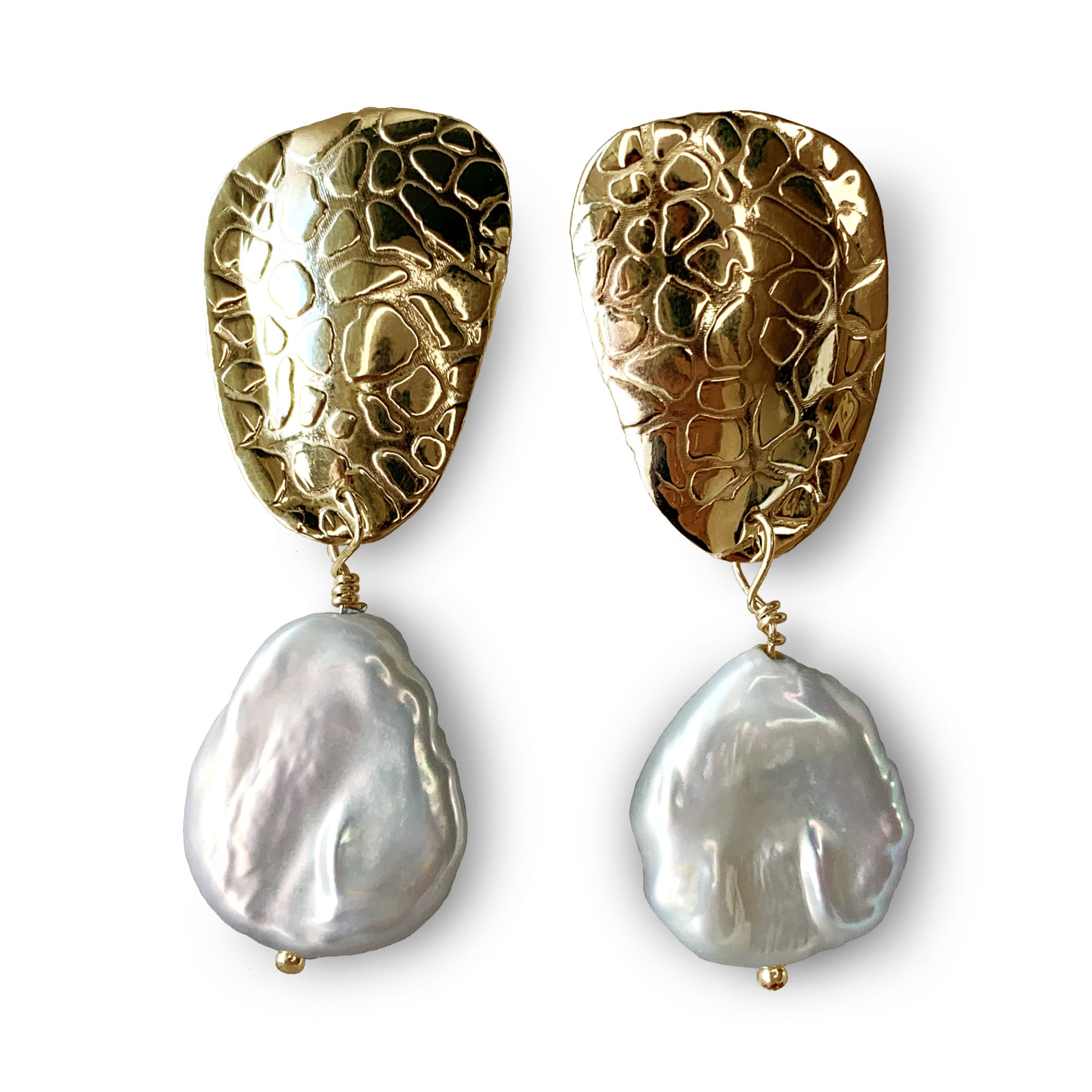 Aretes Nopal Dorado Perla