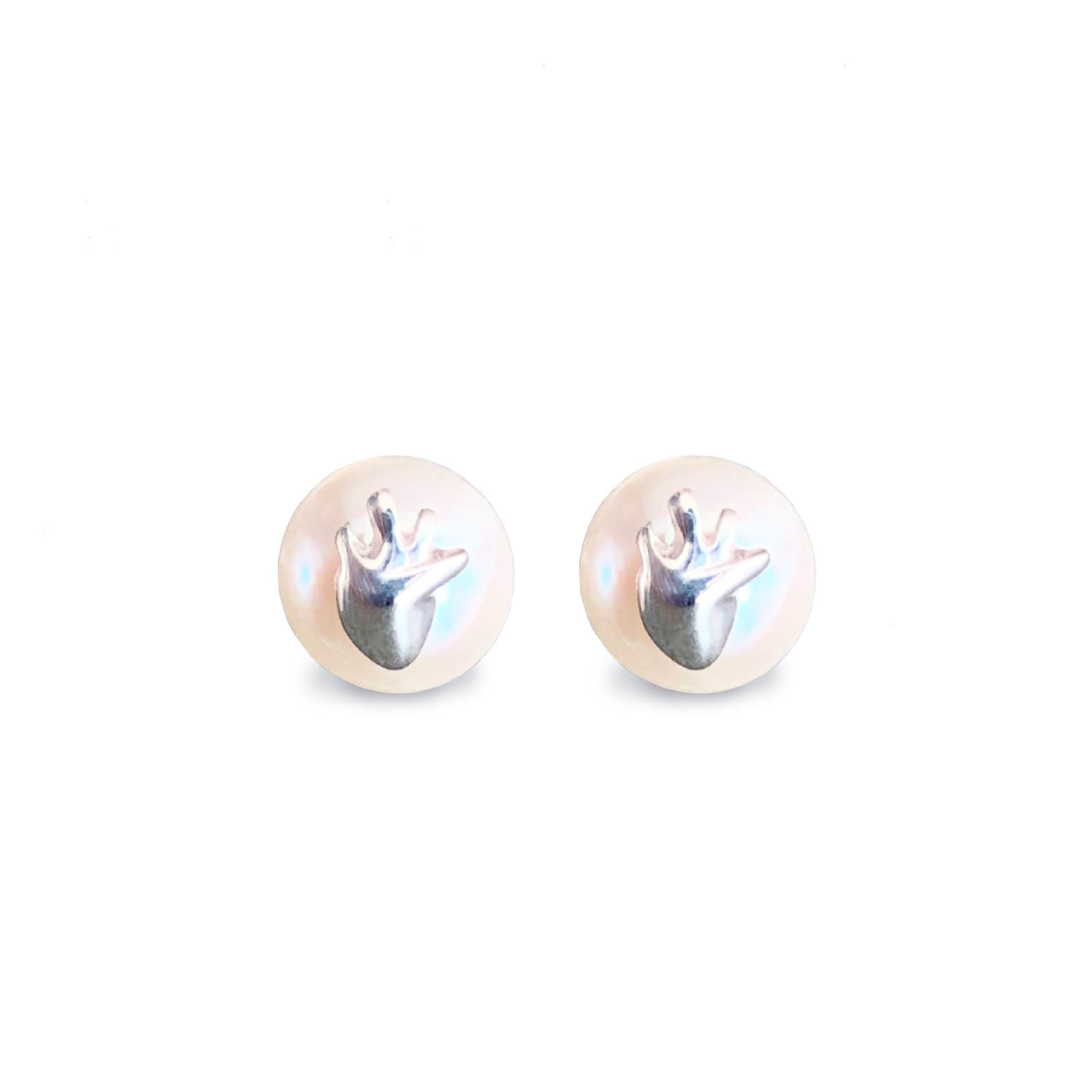 Perlitas Aretes Perla Natural Cultivada Corazon Anatomico Plata
