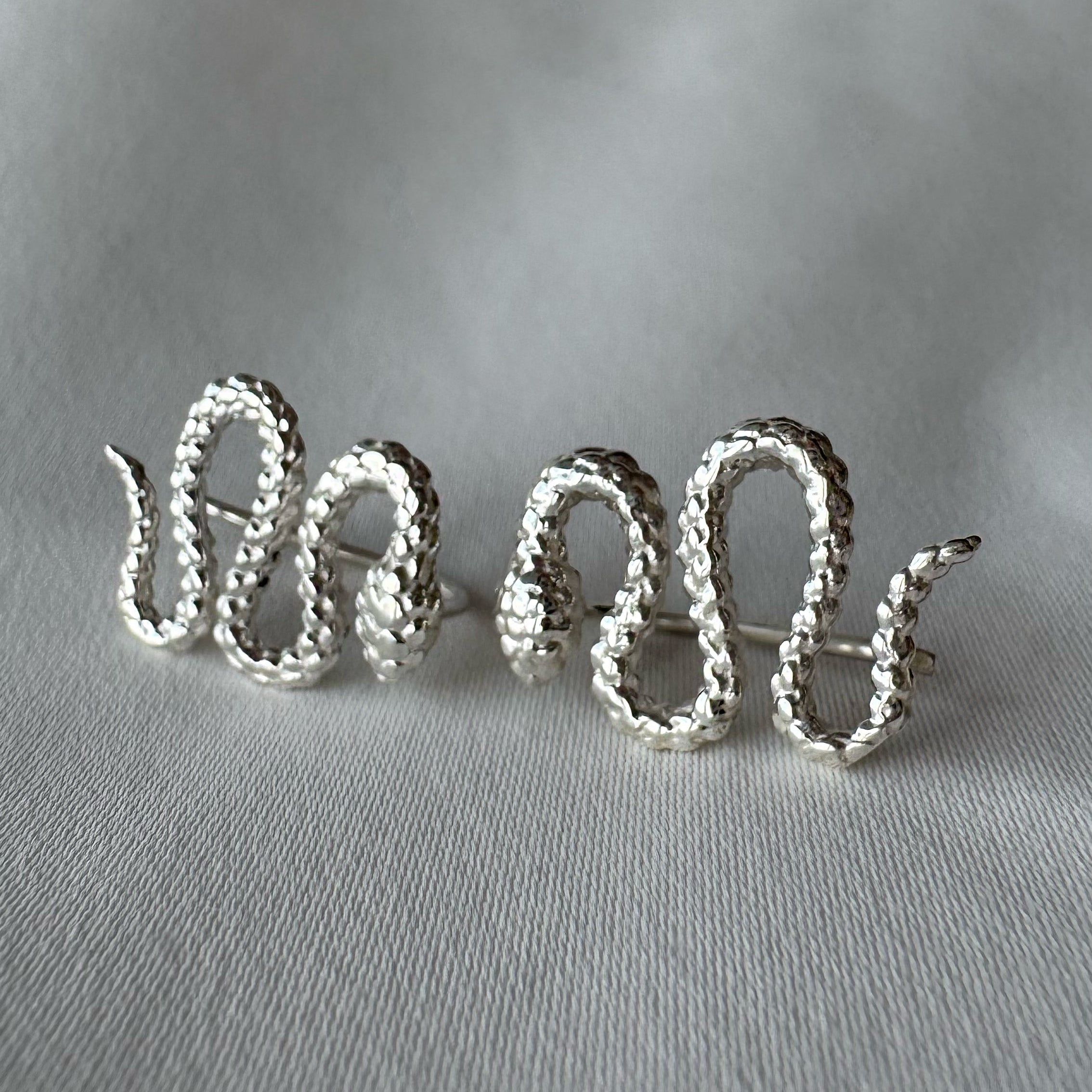 Aretes Vibora Plata Taxco Hecho a Mano Artesanal Mexicano Sterling Silver