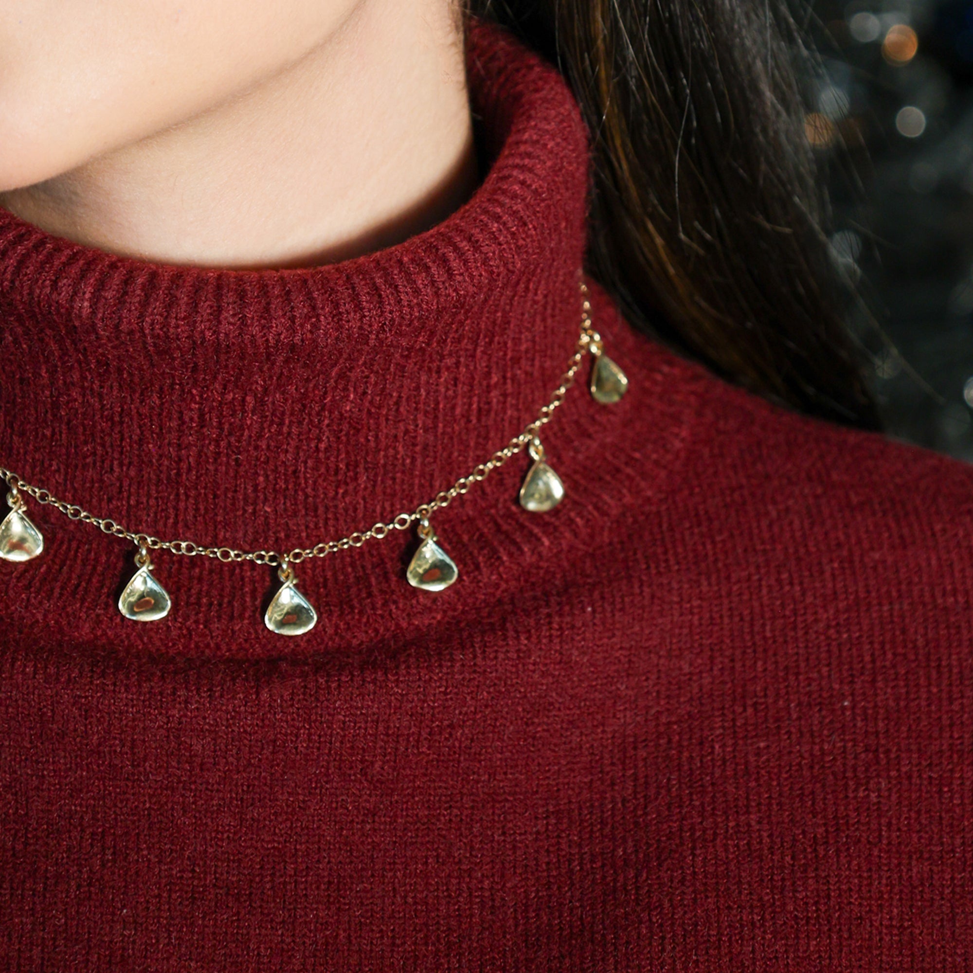 Collar Gargantilla Pétalos Rosa Plata Dorada