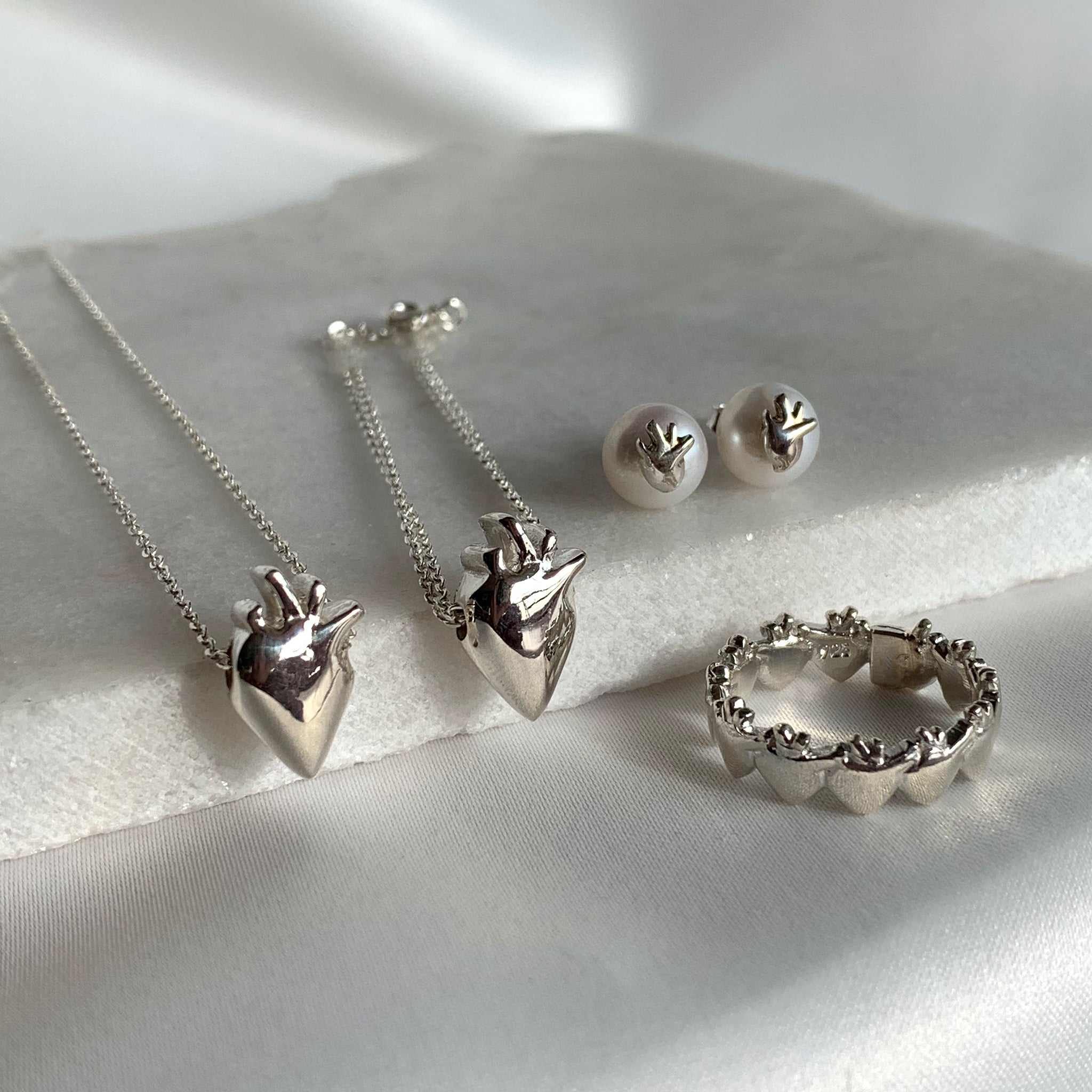 Set Corazón Anatómico Plata