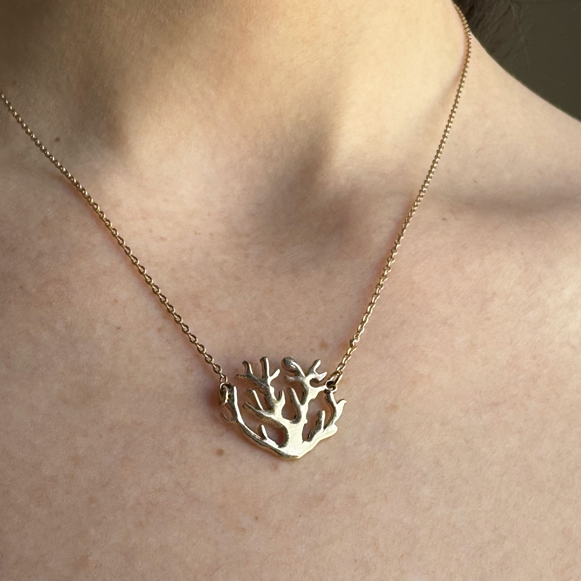 Collar Coral Plata Bañada en Oro Mar de Cortes